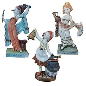 Vintage Hand Painted Porcelain Girl Figurine (set of 3) Fontanini Inspired